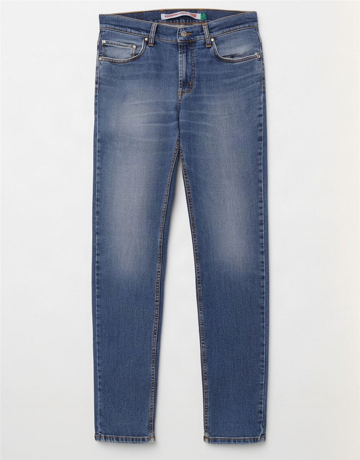 Jeans Carrera Uomo 700 Slim Distressed W33 L34 Cotone Blu