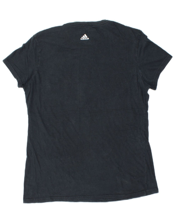 T-shirt grafica da donna Adidas Top UK 14 Large blu navy in cotone