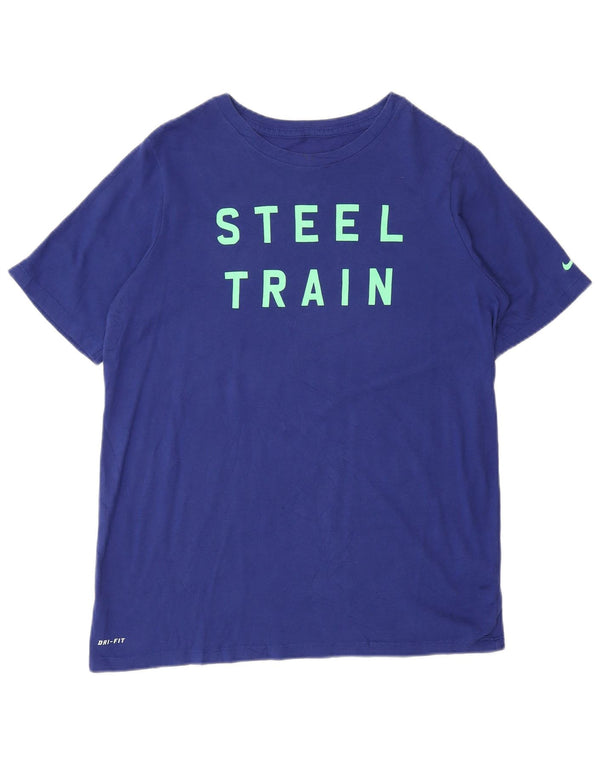 T-shirt grafica Nike da donna con taglio atletico, taglia UK 18 XL, cotone blu