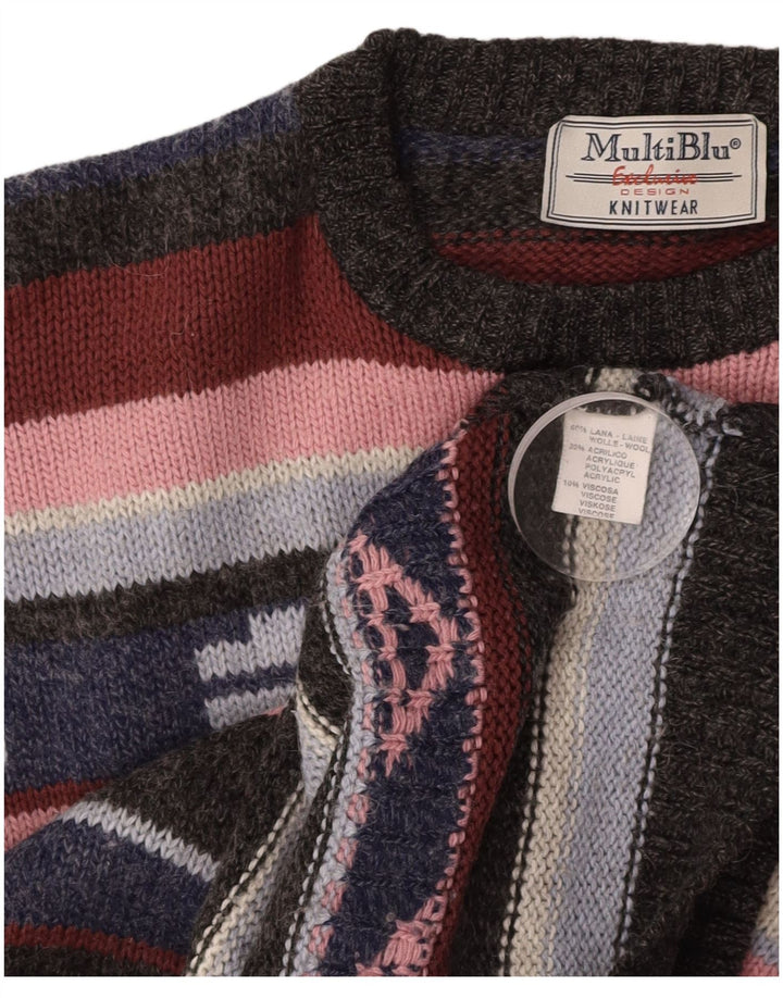 MULTIBLU Maglione girocollo da donna UK 18 XL Azteco multicolore