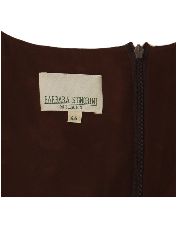 Abito lungo senza maniche vintage da donna IT 44 marrone medio floreale