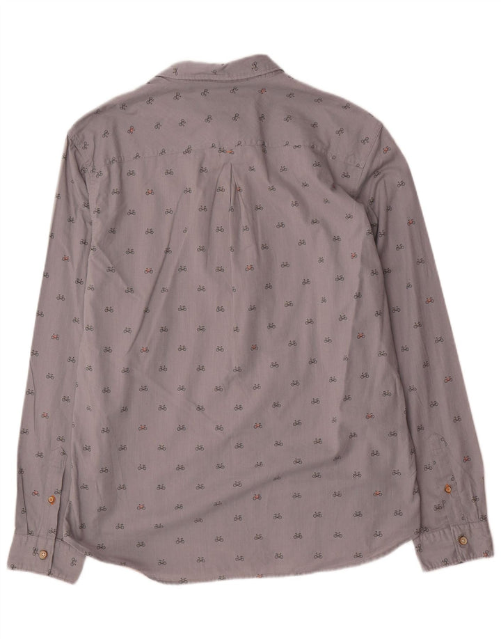 Camicia da uomo dal taglio classico con motivo astratto di White Stuff, grande in cotone grigio