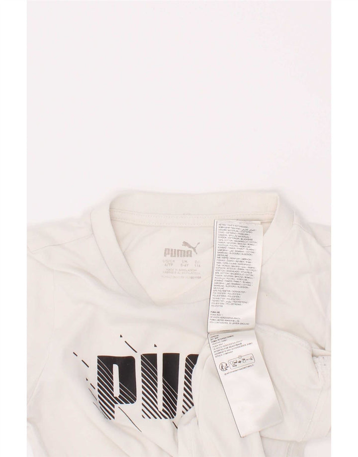 T-shirt grafica da bambino Puma Top 5-6 anni in cotone bianco
