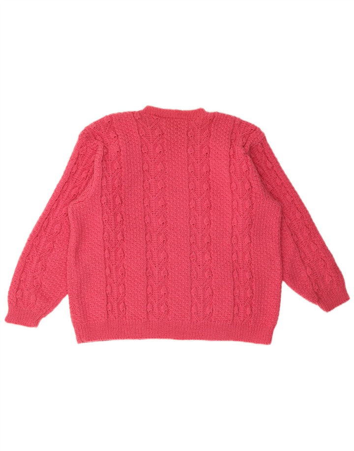 Maglione maglione girocollo da donna vintage UK 14 rosa medio