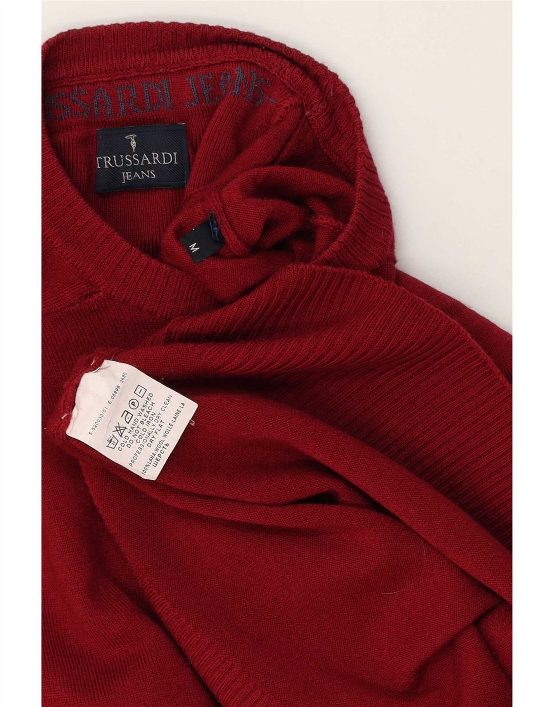Maglione Uomo Girocollo Trussardi Jeans Lana Bordeaux Medio