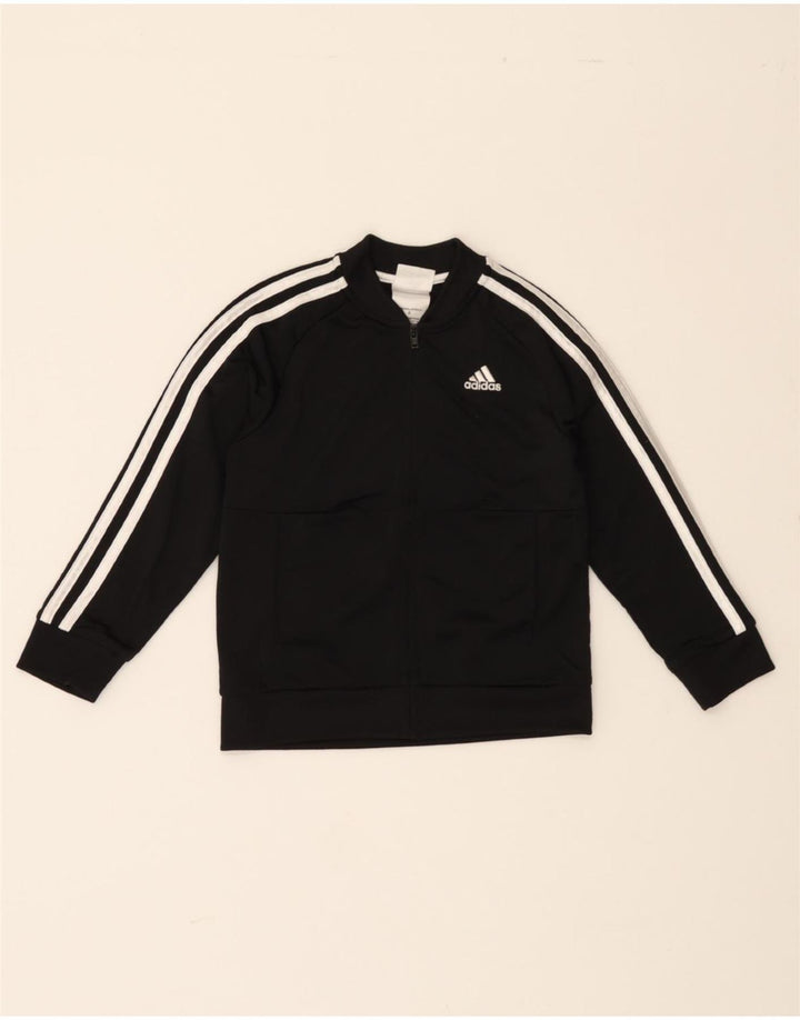 ADIDAS Boys Tracksuit Top Jacket 4-5 Years Black Polyester Vintage Adidas and Second-Hand Adidas from Messina Hembry 