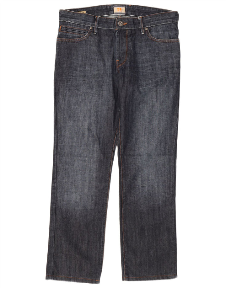 Jeans dritti da uomo Hugo Boss W32 L29 cotone blu navy