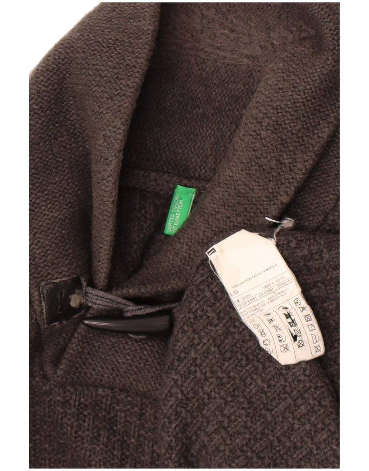 Maglione da uomo Benetton con collo a scialle, grande, in lana grigia