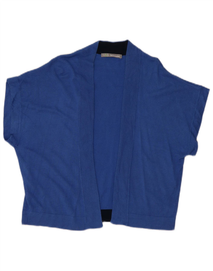 Maglione cardigan aperto a maniche corte da donna Marks & Spencer UK 16 grande blu