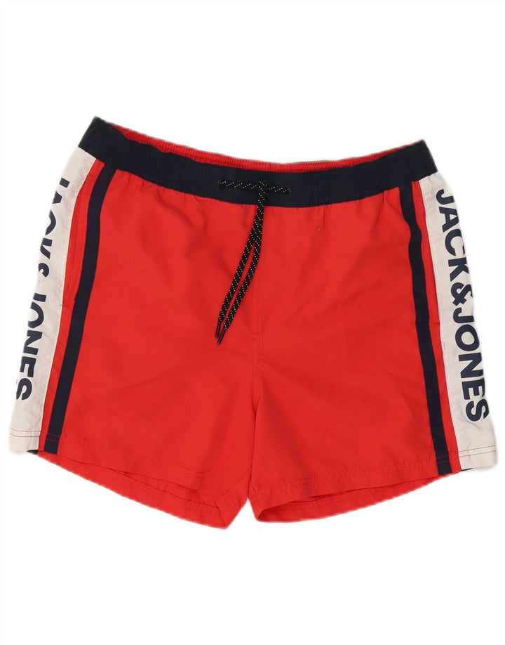 Pantaloncini da bagno grafici da uomo Jack & Jones Poliestere color block rosso medio