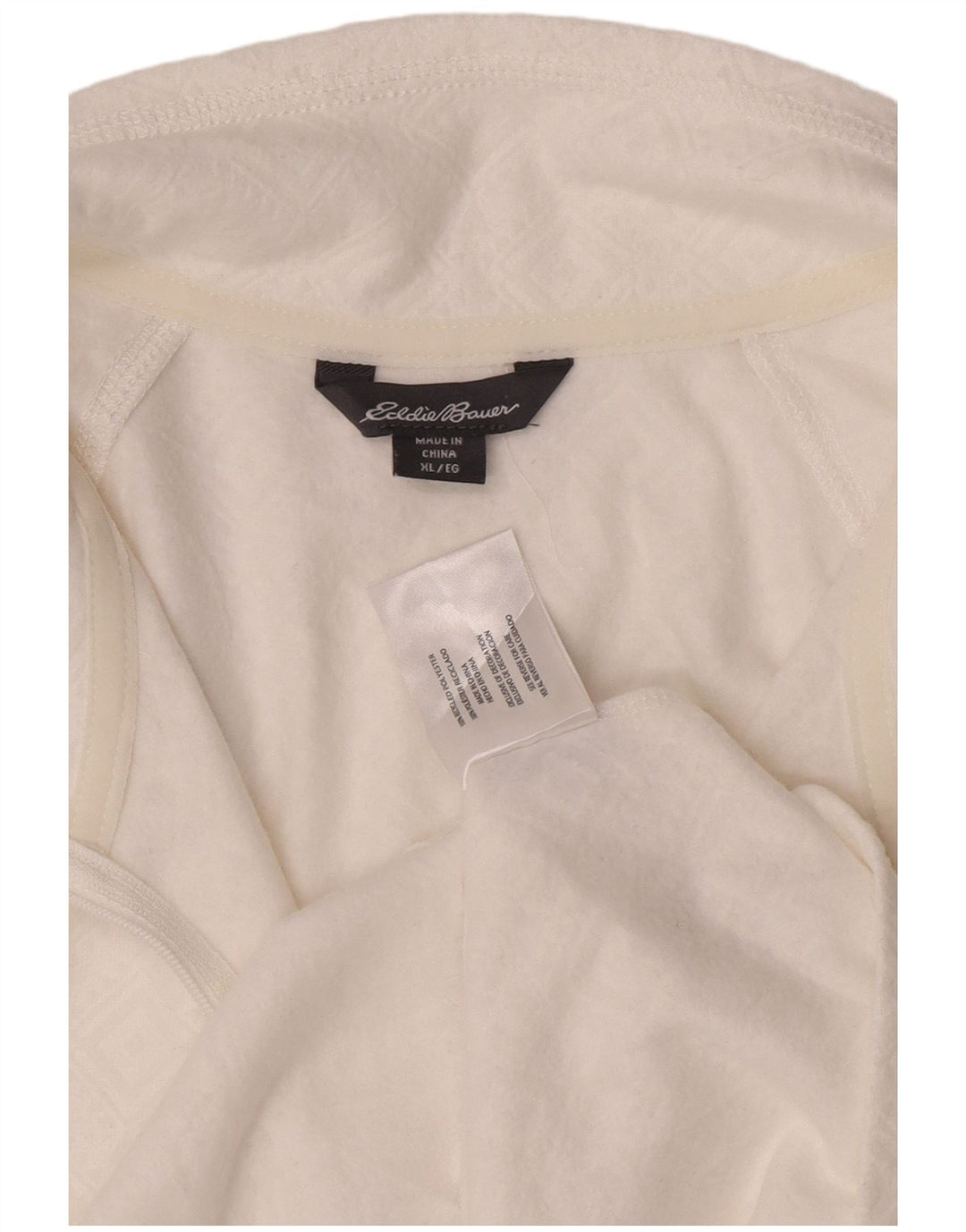 Eddie Bauer Maglia da tuta da donna con collo e zip da donna UK 18 XL Bianca geometrica