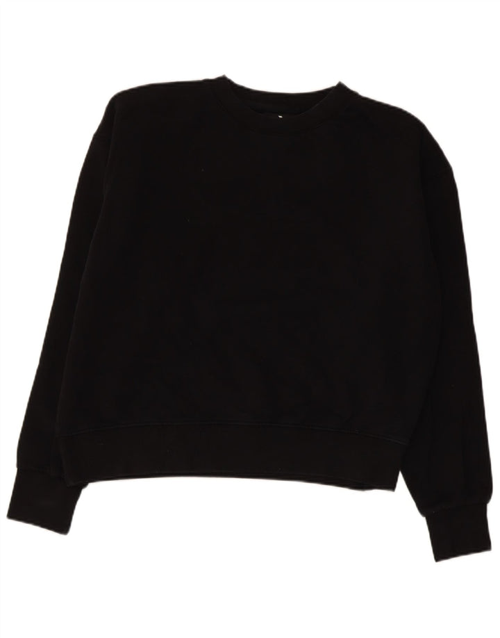 CONVERSE Womens Crop Sweatshirt Jumper UK 14 Medium Black Cotton