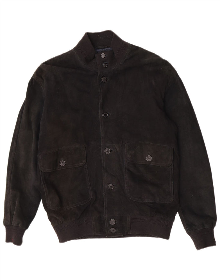 Giubbotto bomber in pelle scamosciata da uomo Zarro IT 50 Large in pelle nera