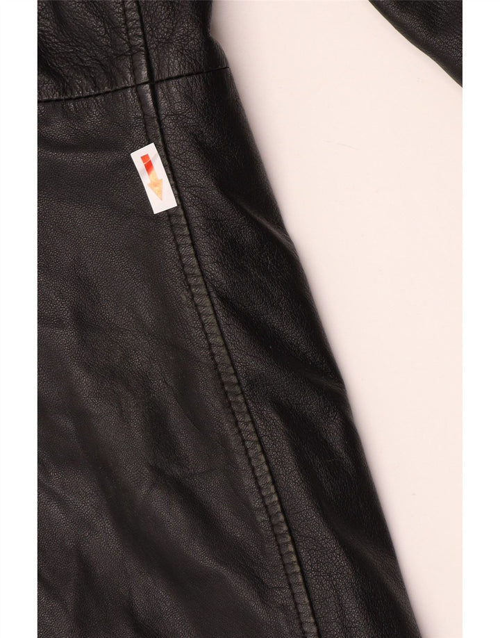 Cappotto in pelle vintage da donna UK 12 medio nero