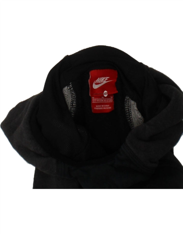 NIKE Boys Graphic Hoodie Jumper 10-11 Years Medium Black Colourblock Vintage Nike and Second-Hand Nike from Messina Hembry 