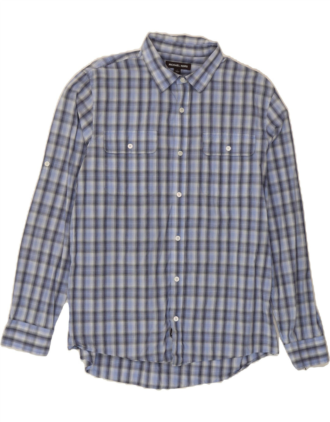 MICHAEL KORS Mens Shirt Large Blue Check Cotton Vintage Michael Kors and Second-Hand Michael Kors from Messina Hembry 