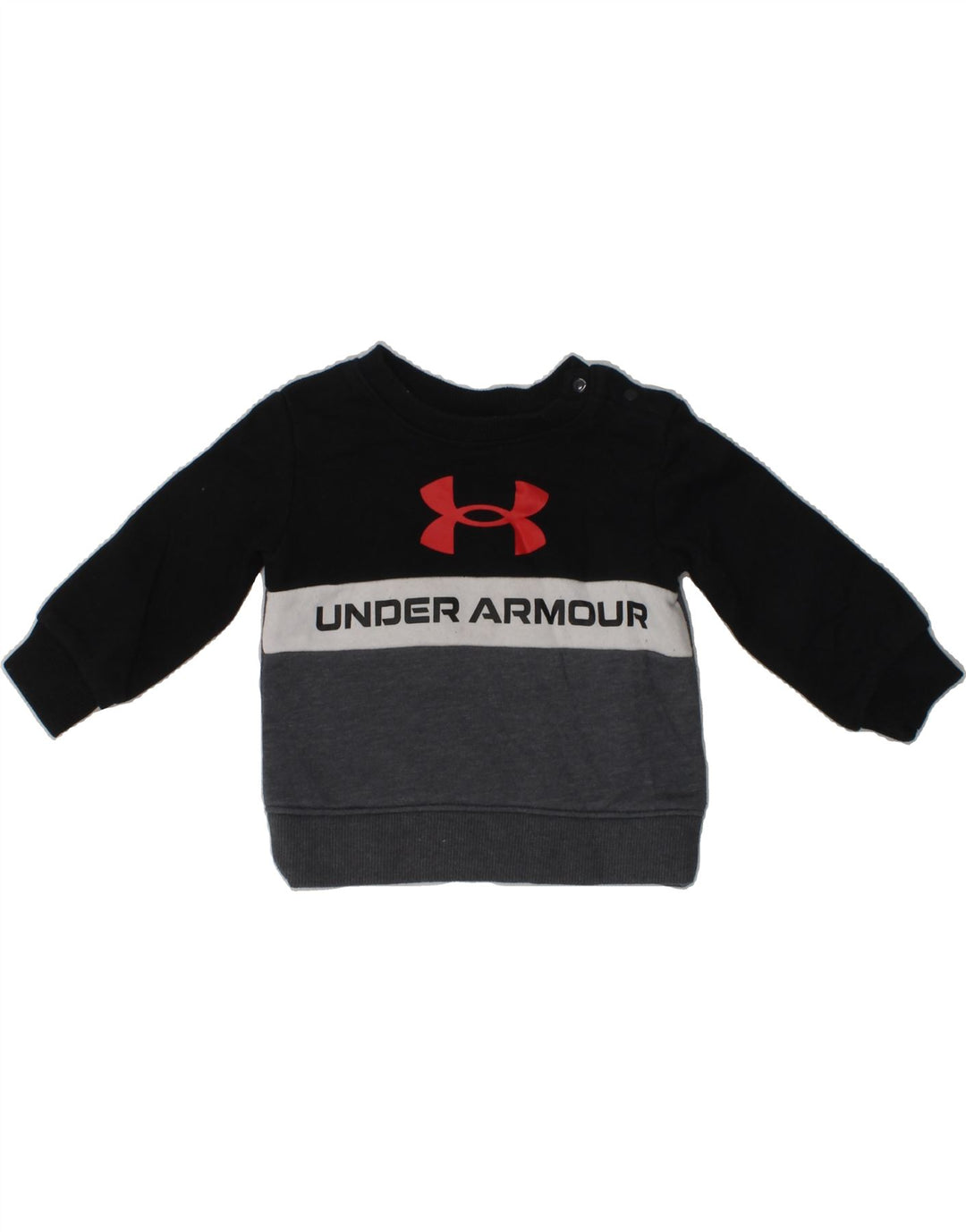 UNDER ARMOUR Baby Boys Graphic Sweatshirt Jumper 6-9 Months Grey Vintage Under Armour and Second-Hand Under Armour from Messina Hembry 
