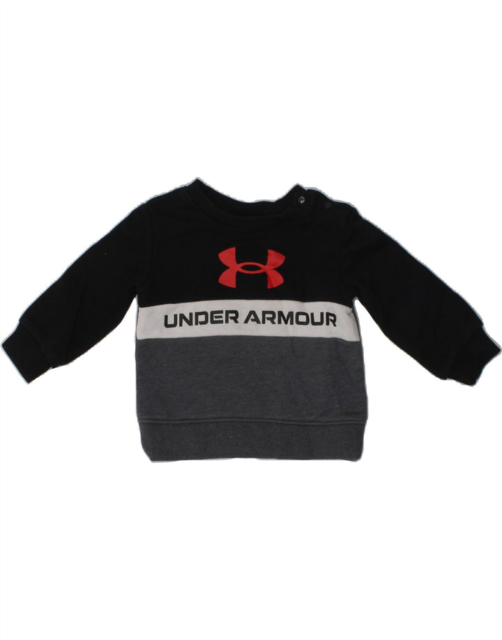 UNDER ARMOUR Baby Boys Graphic Sweatshirt Jumper 6-9 Months Grey Vintage Under Armour and Second-Hand Under Armour from Messina Hembry 