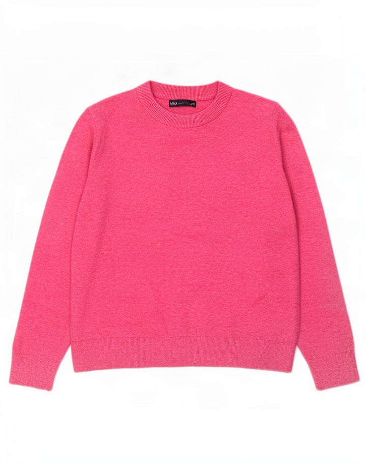 Maglione maglione girocollo da donna Marks & Spencer UK 14 Poliestere rosa medio