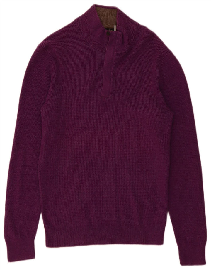 Massimo Dutti Maglione da uomo con zip e collo in cotone viola medio