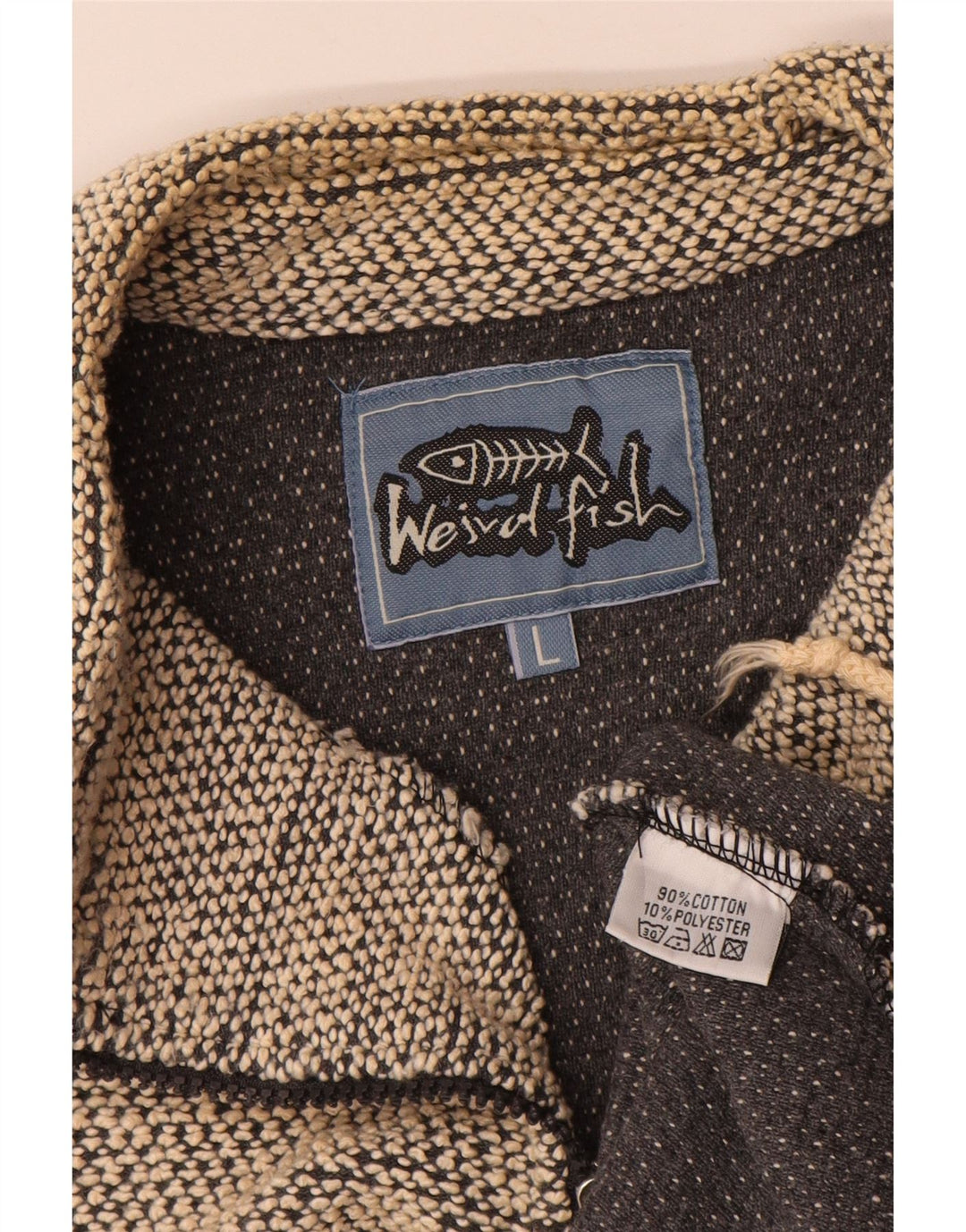 Felpa da uomo con collo con zip Weird Fish, maglione grande, cotone grigio