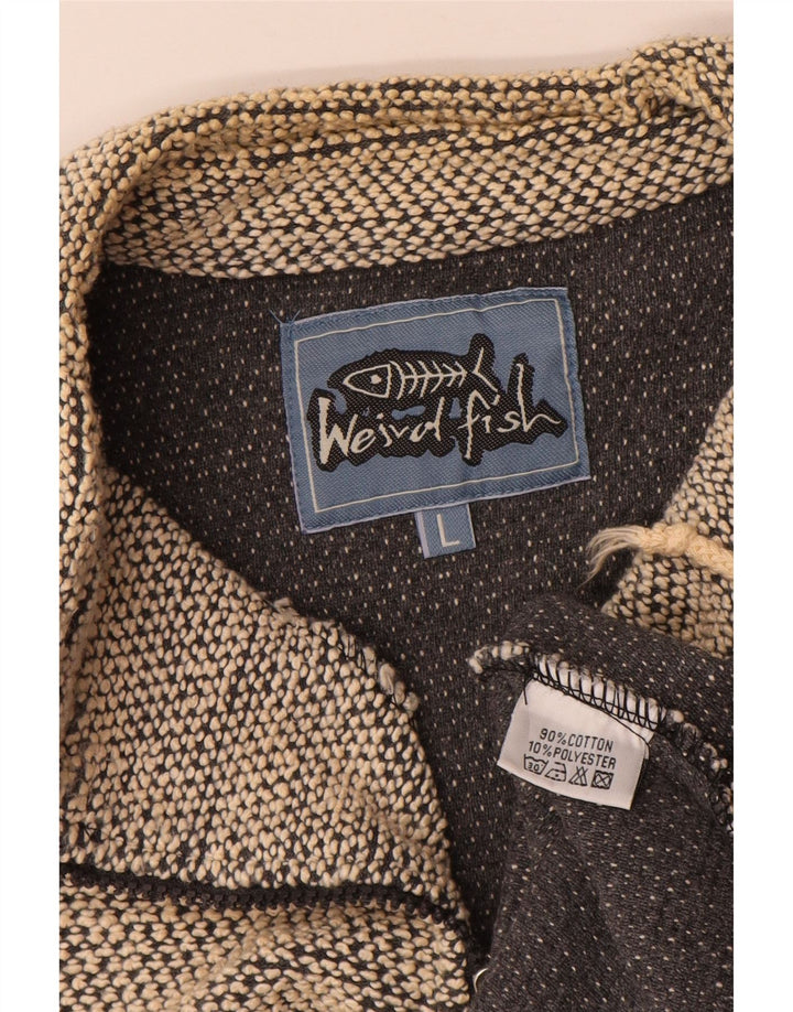 Felpa da uomo con collo con zip Weird Fish, maglione grande, cotone grigio