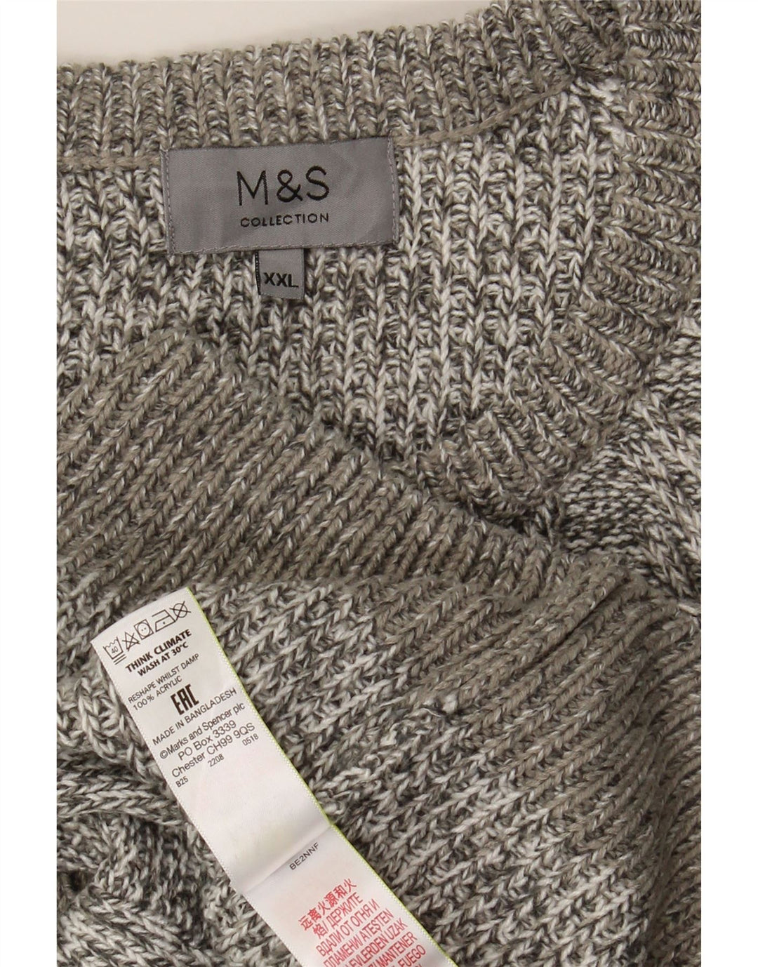 Maglione maglione girocollo da uomo Marks & Spencer 2XL Acrilico chiazzato grigio