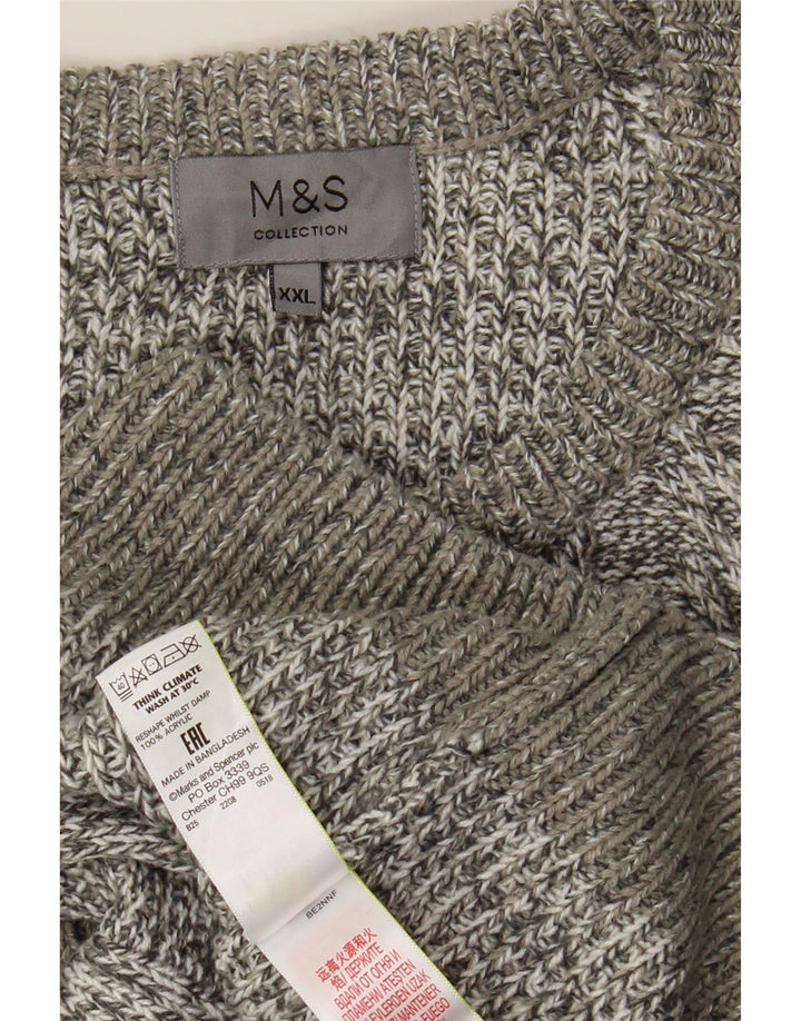 Maglione maglione girocollo da uomo Marks & Spencer 2XL Acrilico chiazzato grigio