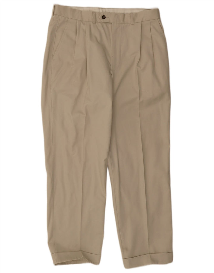 Pantaloni da abito con pegging da uomo Marks & Spencer W34 L29 cotone grigio
