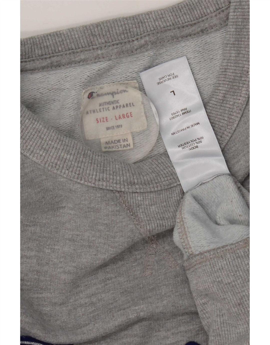 Felpa grafica da uomo Champion, maglione grande, cotone grigio