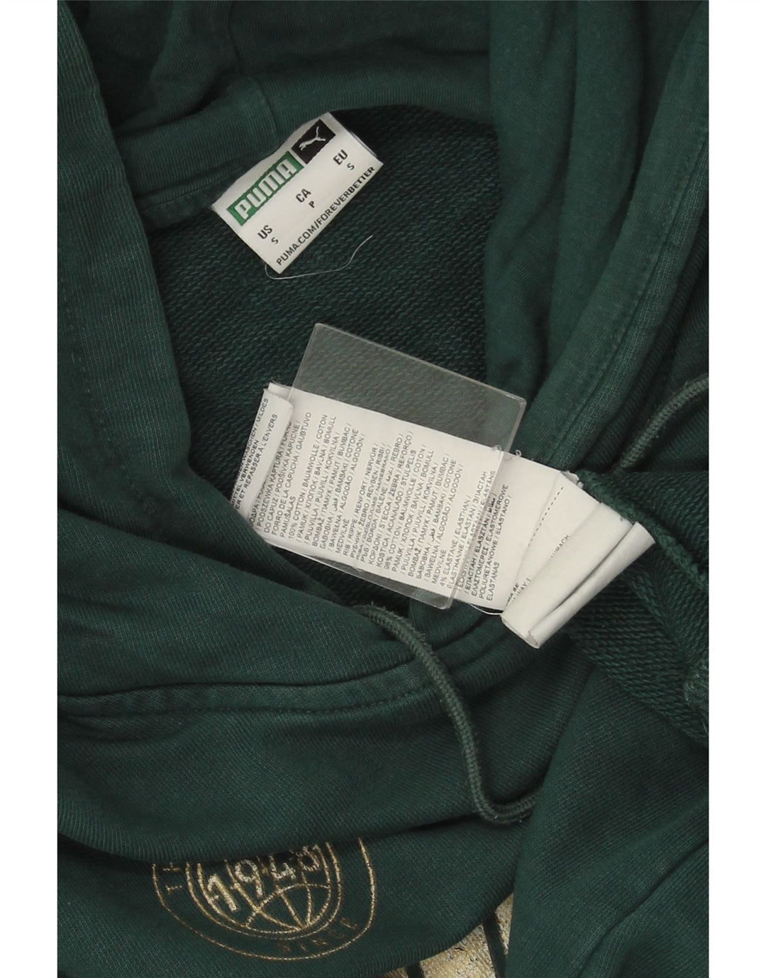 Felpa con cappuccio grafica PUMA da uomo piccola in cotone verde