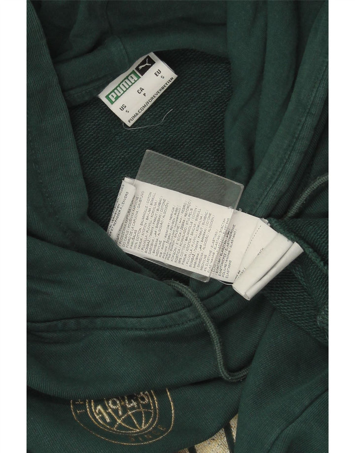 Felpa con cappuccio grafica PUMA da uomo piccola in cotone verde