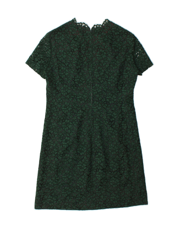 VINTAGE Womens A-Line Dress UK 14 Large Green Floral