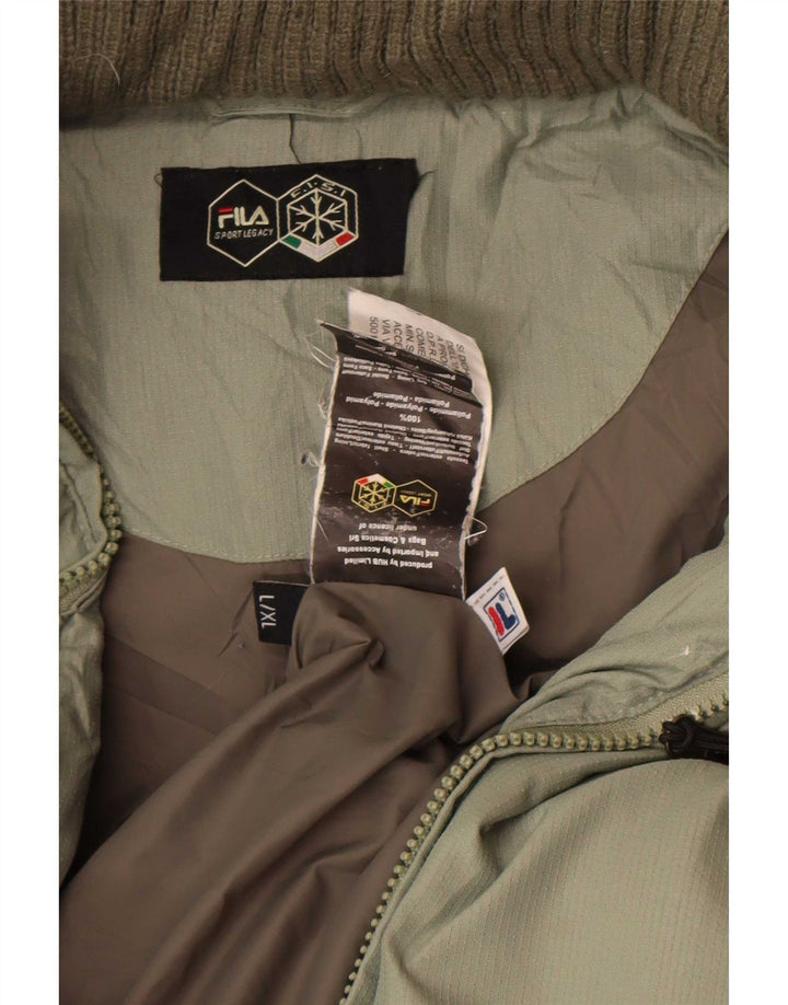 Giacca imbottita con cappuccio Fila da uomo UK 40 Large Verde Colourblock Poliestere