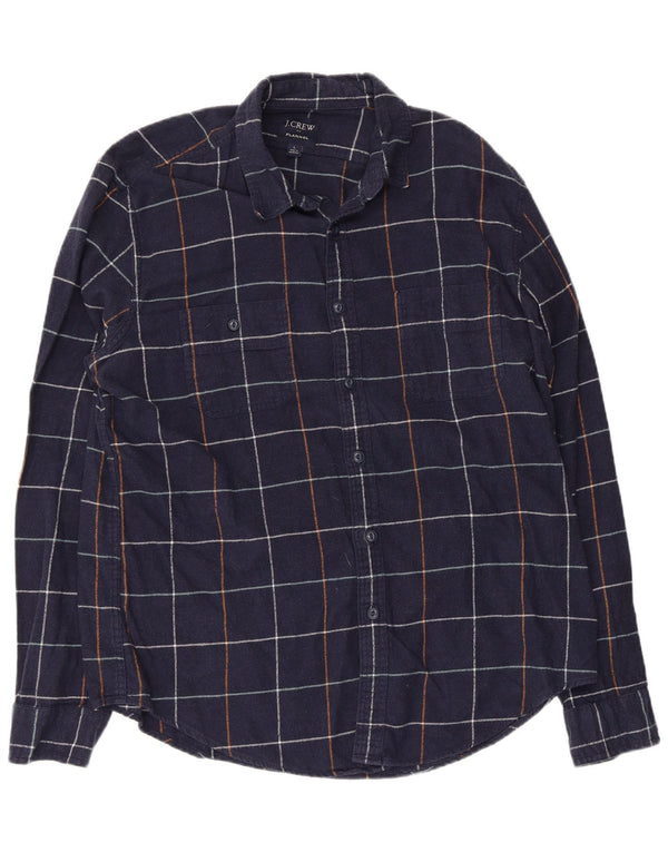 J. Crew Camicia da uomo in flanella di cotone a quadri blu navy grande