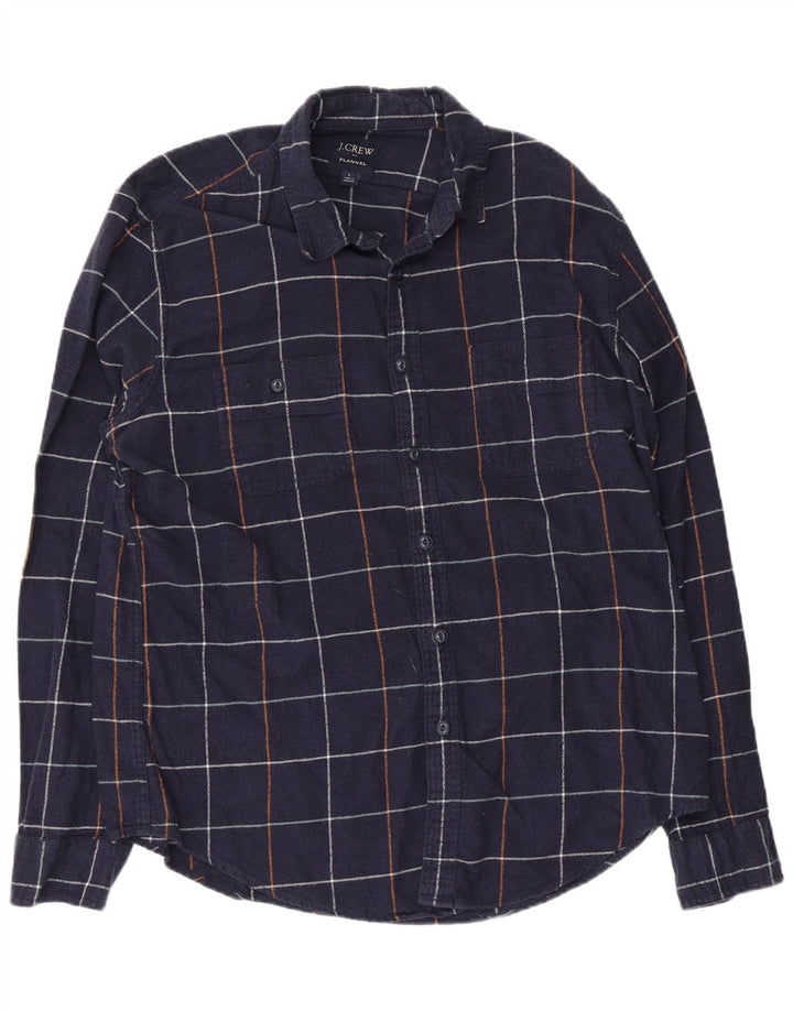 J. Crew Camicia da uomo in flanella di cotone a quadri blu navy grande