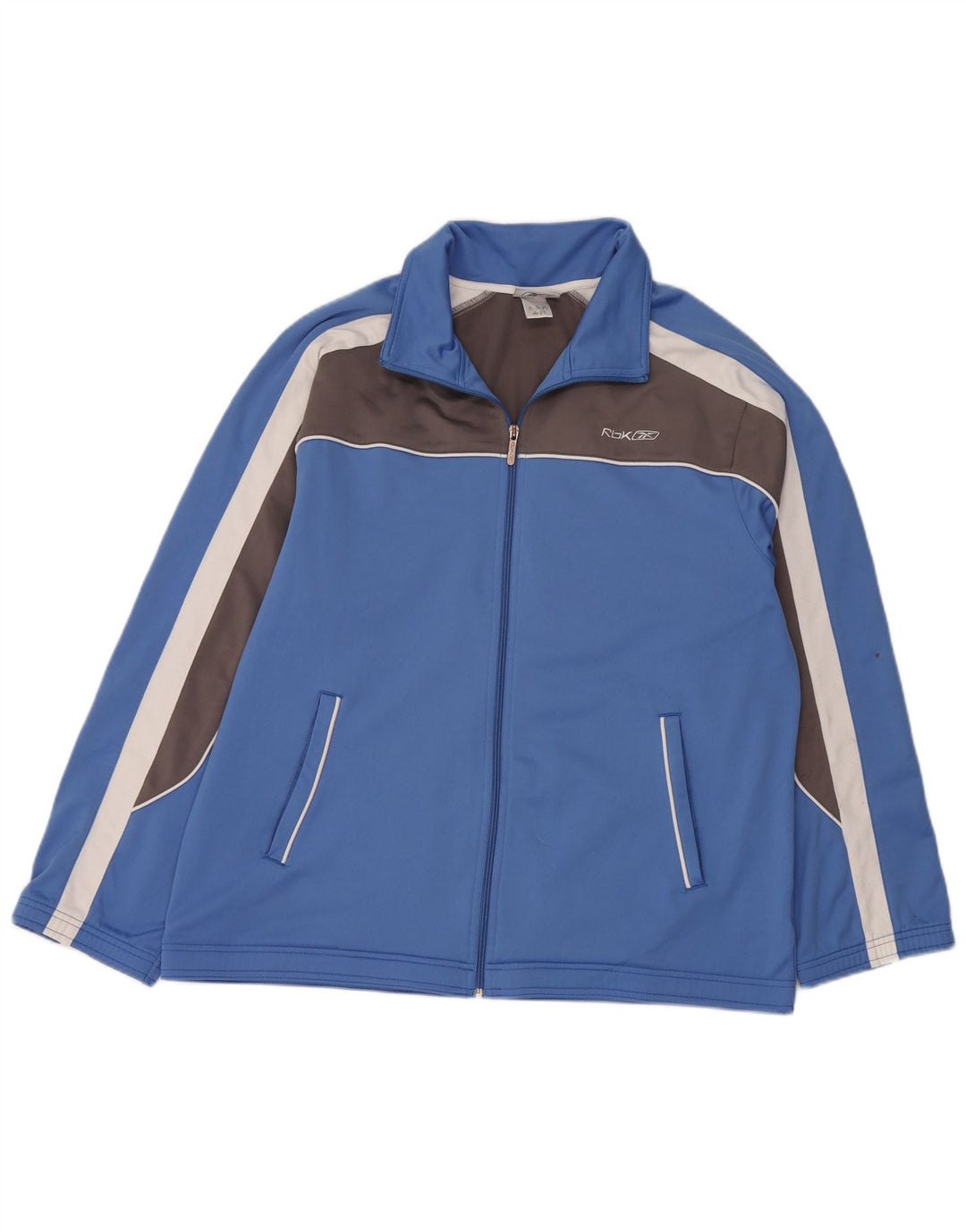 Giacca da ginnastica Reebok da uomo con vestibilità regolare, XL, in poliestere color block blu