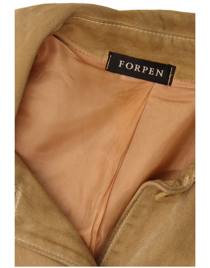 Giacca vintage in pelle scamosciata da donna UK 8 piccola Beige