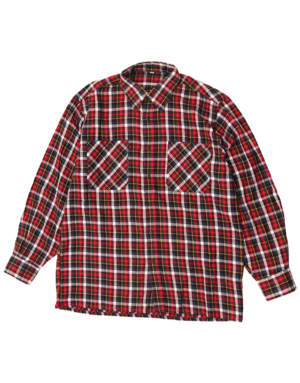 Camicia vintage da uomo in flanella taglia 41/42 in cotone a quadri rossi grandi