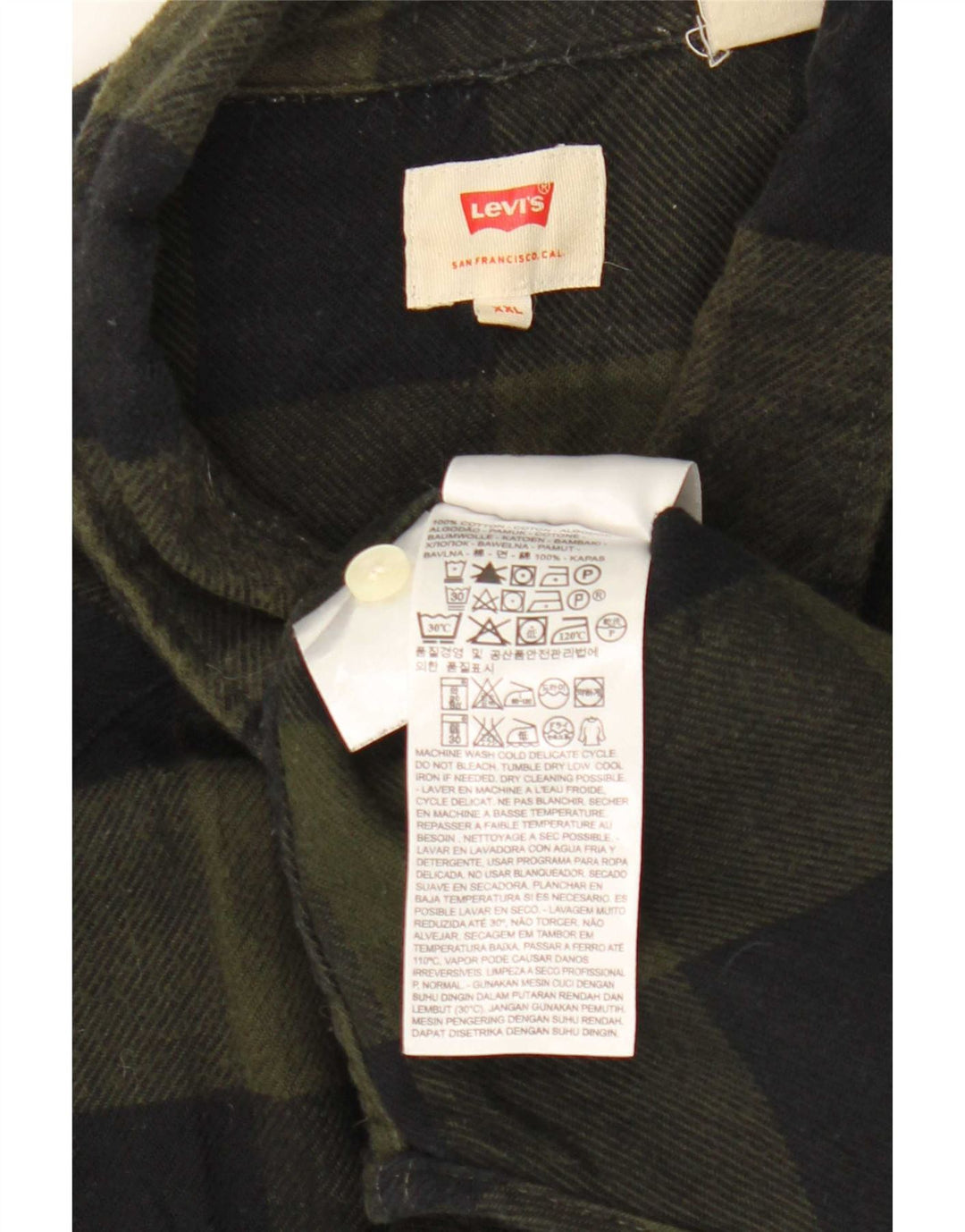 Camicia in flanella da uomo Levi's 2XL cotone a quadri kaki