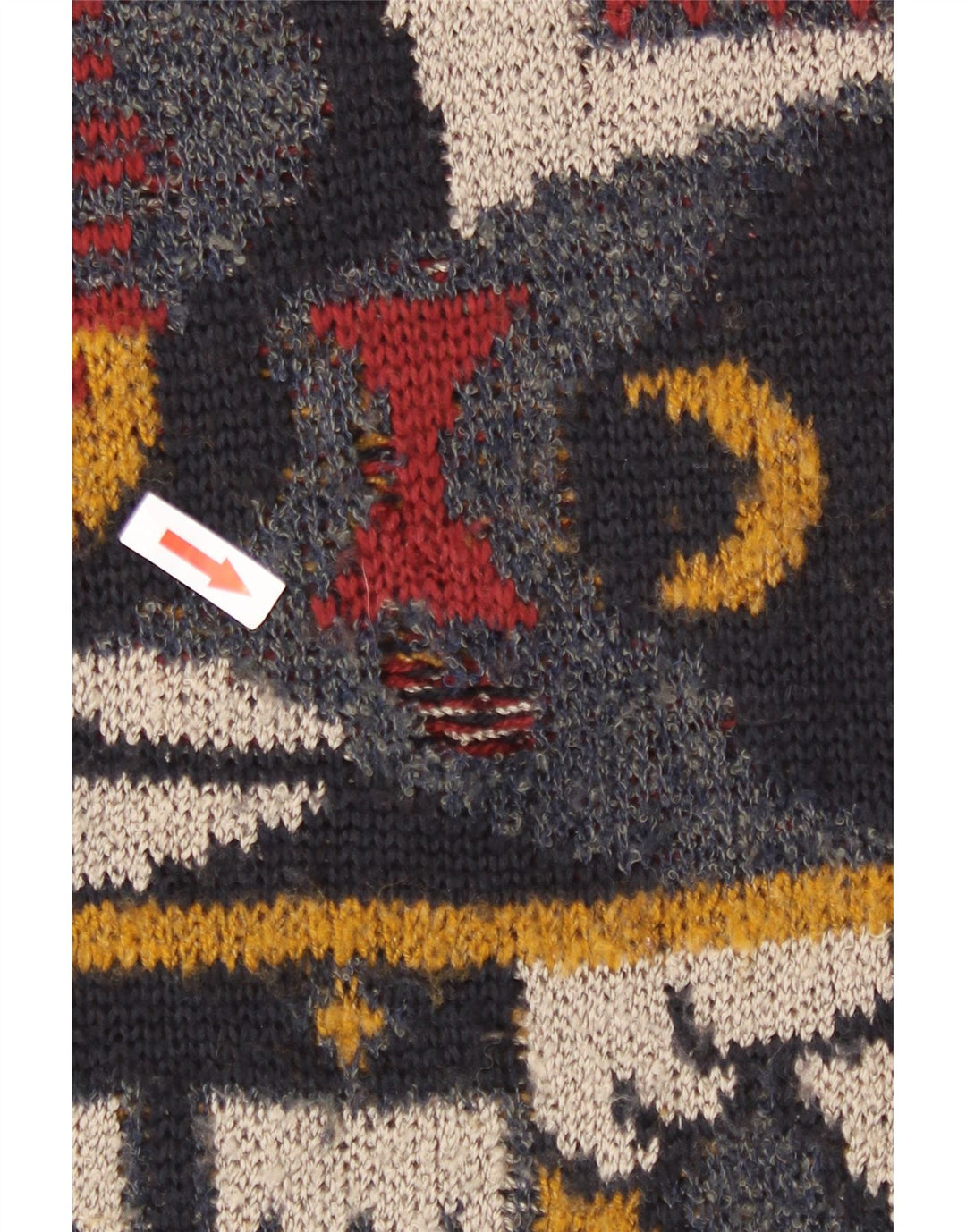Maglione maglione girocollo da uomo vintage grande motivo geometrico multicolore