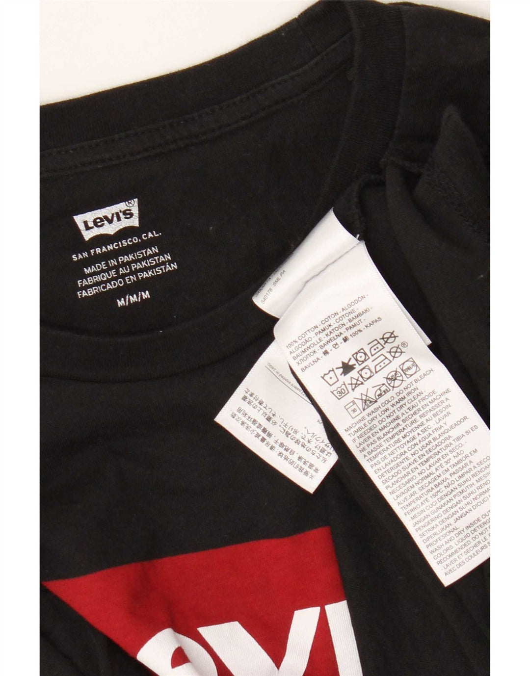 Levi's Top grafico da uomo a maniche lunghe in cotone nero medio