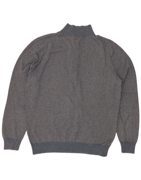Massimo Dutti Maglione da uomo con collo a bottoni, grande cotone grigio