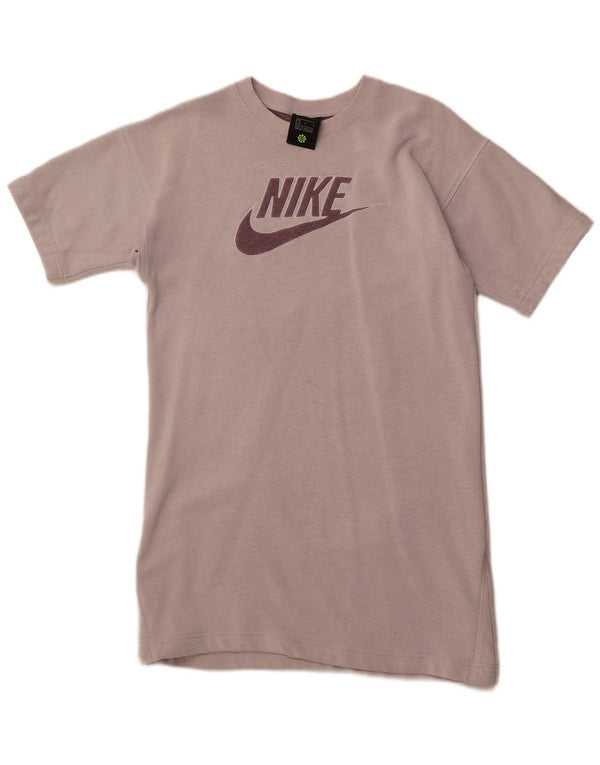 NIKE Abito maglione grafico a maniche corte da donna UK 16 Large Bianco sporco
