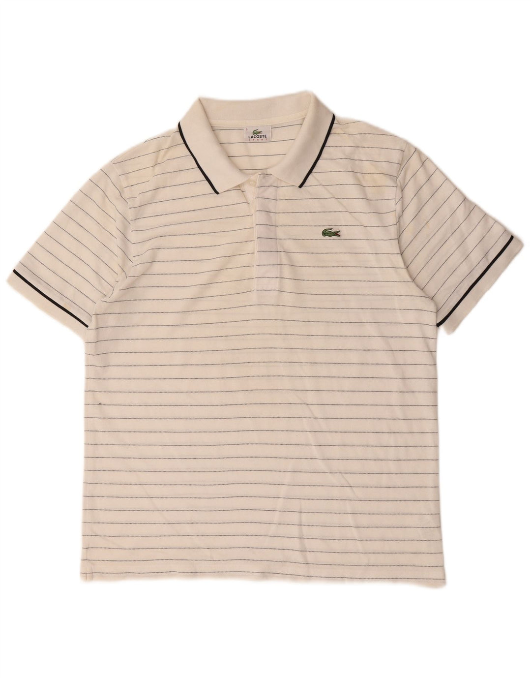Polo da uomo Lacoste taglia 5 grande in cotone a righe bianche