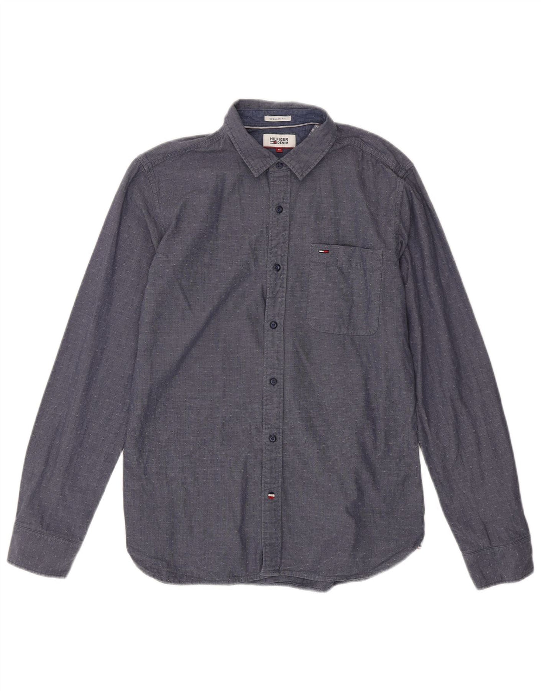TOMMY HILFIGER Camicia da uomo vestibilità regolare cotone maculato blu navy medio