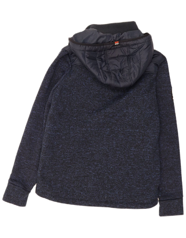 Giacca imbottita con cappuccio da uomo Superdry UK 40 Large in poliestere screziato blu navy