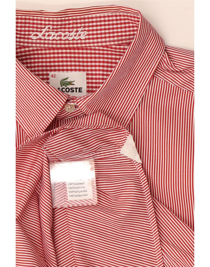 Camicia da uomo Lacoste taglia 42 grande cotone gessato rosso