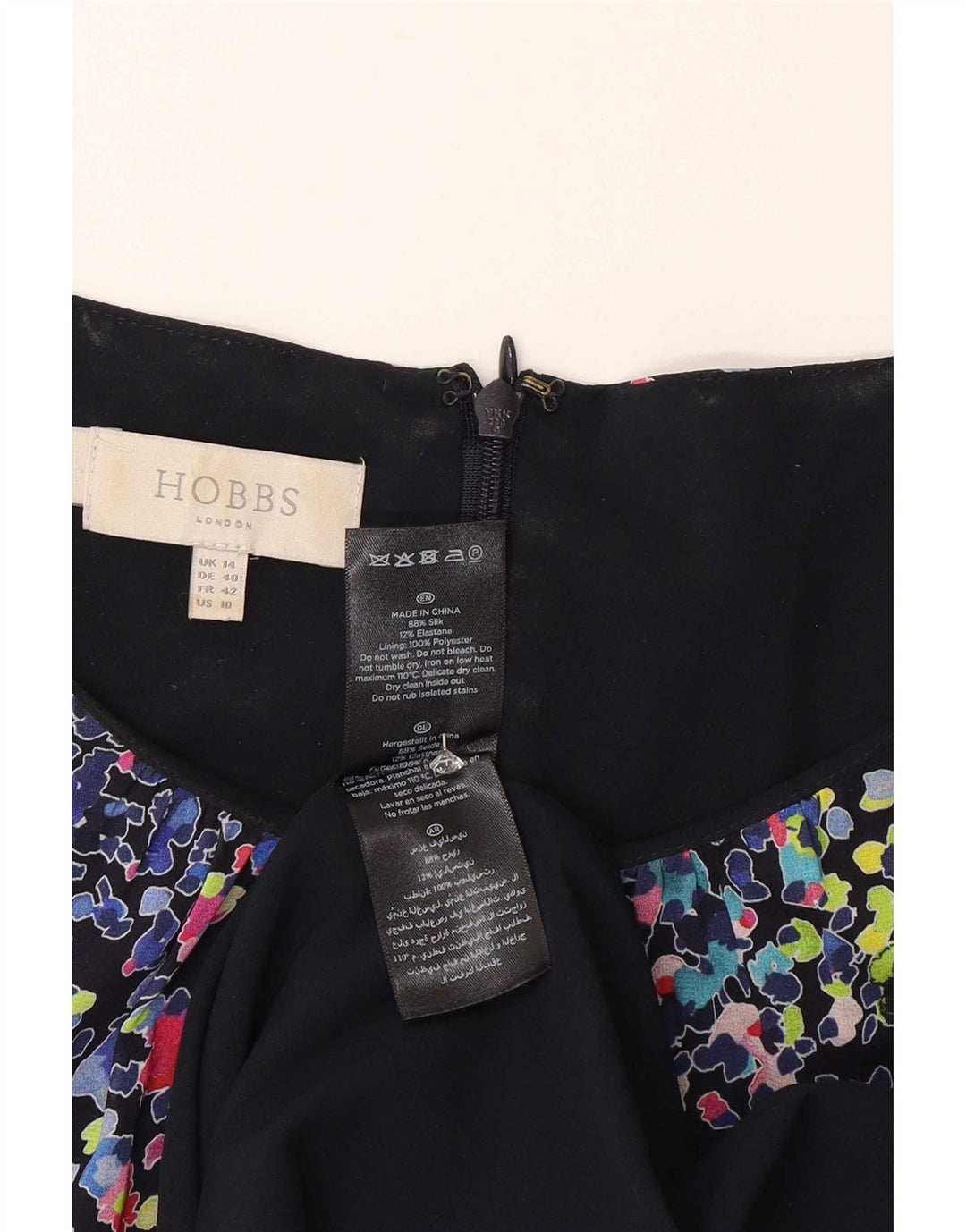 Abito tubino regolare da donna Hobbs UK 14 Seta screziata multicolore media