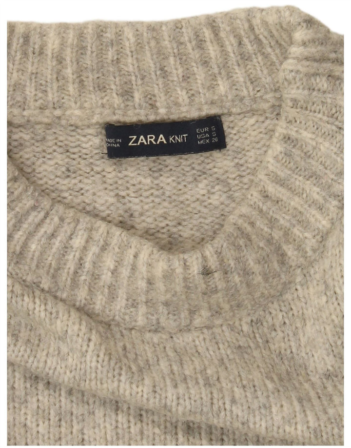 Maglione maglione girocollo oversize da donna Zara UK 10 piccolo grigio